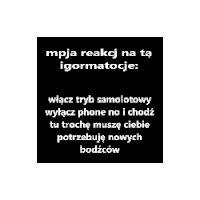 a black square with white text that says mpja reakcj na ta igormatocie