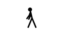a stick figure is standing on a white background with his hands outstretched .