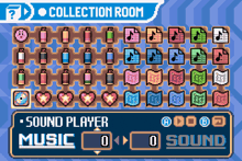 a collection room with a sound player and a music player
