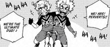a couple of boys are standing next to each other in a black and white cartoon .