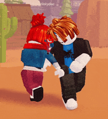 a couple of cartoon characters standing next to each other with the name dinkydoo in the background