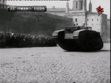 a black and white photo of a tank with the date march 19 1915 at the top