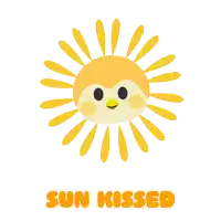 an illustration of a sun with the words sun kissed underneath it