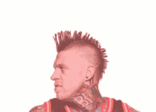 a man with a mohawk is wearing a jersey that says heat