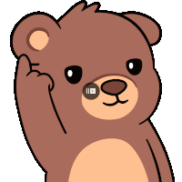 a cartoon teddy bear with a video button on its nose