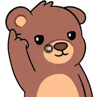 a cartoon teddy bear with a video button on its nose
