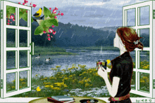 Mujer Mirando Por La Ventana Looking Outside The Window GIF - Mujer Mirando Por La Ventana Looking Outside The Window Raining GIFs