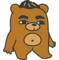 a cartoon drawing of a brown bear with a surprised look on his face