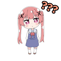 a drawing of a girl with a question mark on her head