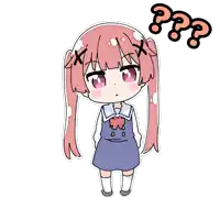 a drawing of a girl with a question mark on her head