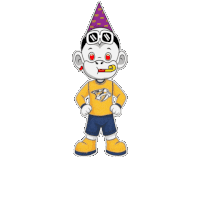 a cartoon monkey wearing a party hat and glasses