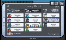 among us game showing the voting results and skipped voting option