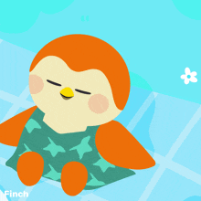 a cartoon of a bird with the words first day summer written above it