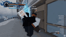 a person holding a sign that says " i hate " in a video game