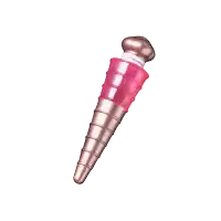 a pink and gold item that looks like an ice cream cone on a white surface