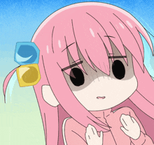 a cartoon of a girl with pink hair making a face