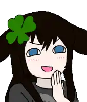 a girl with a green clover on her head