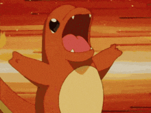 a cartoon character with its mouth open and its tongue hanging out .