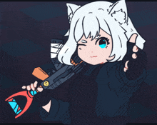 a drawing of a girl holding a gun with a smiley face on it