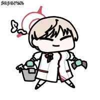 a cartoon drawing of a girl holding a bucket with the word seseren written below her