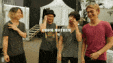 a group of young men standing next to each other with the words from mother on the top