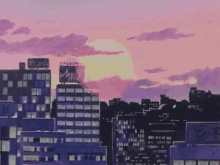 anime evening city light night