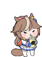 a cartoon drawing of a horse drinking a drink through a straw .