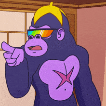 a cartoon gorilla with sunglasses and a star on his chest