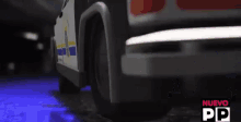 a close up of a police car with nuevo pd in red