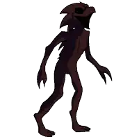 a cartoon drawing of a monster with a large mouth and claws .