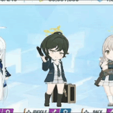 a cartoon girl is holding a gun and a suitcase
