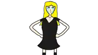 a cartoon of a girl in a black dress crying