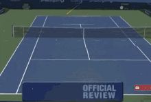 a tennis court with the words official review on the bottom