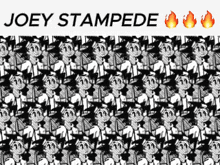 a black and white image with the words joey stampede on it