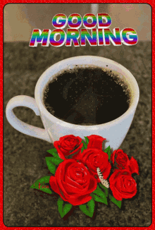 Good Morning Coffee GIF - Good Morning Coffee Roses GIFs