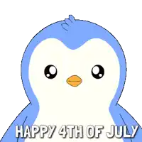 a penguin is holding an american flag with the words happy 4th of july below it