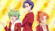 a group of anime characters are standing next to each other