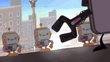 a cartoon drawing of a robot with the letter x on his head