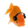 a goldfish wearing headphones on a white background
