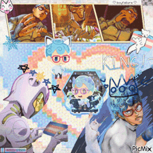 a collage of anime characters with the words king written on the top