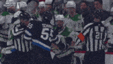 the stanley cup playoffs is being shown on a hockey game