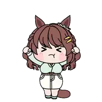 a cartoon drawing of a girl with brown hair and ears