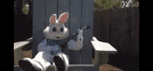 banjo rabbit mascot playing