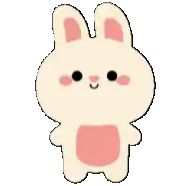 a cartoon rabbit with pink ears and a pink circle on its chest