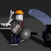 a 3d model of a man with a hard hat and a shirt that says tiktok