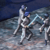 a pixel art of a person holding a sword in a video game