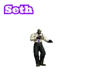 a pixel art of a person running with the name seth on the bottom