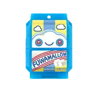 a box of fuwa marshmallow with a shark inside of it