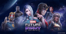 an advertisement for marvel future fight shows a group of superheros