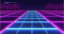 a video of a purple and blue grid with the words play at the top